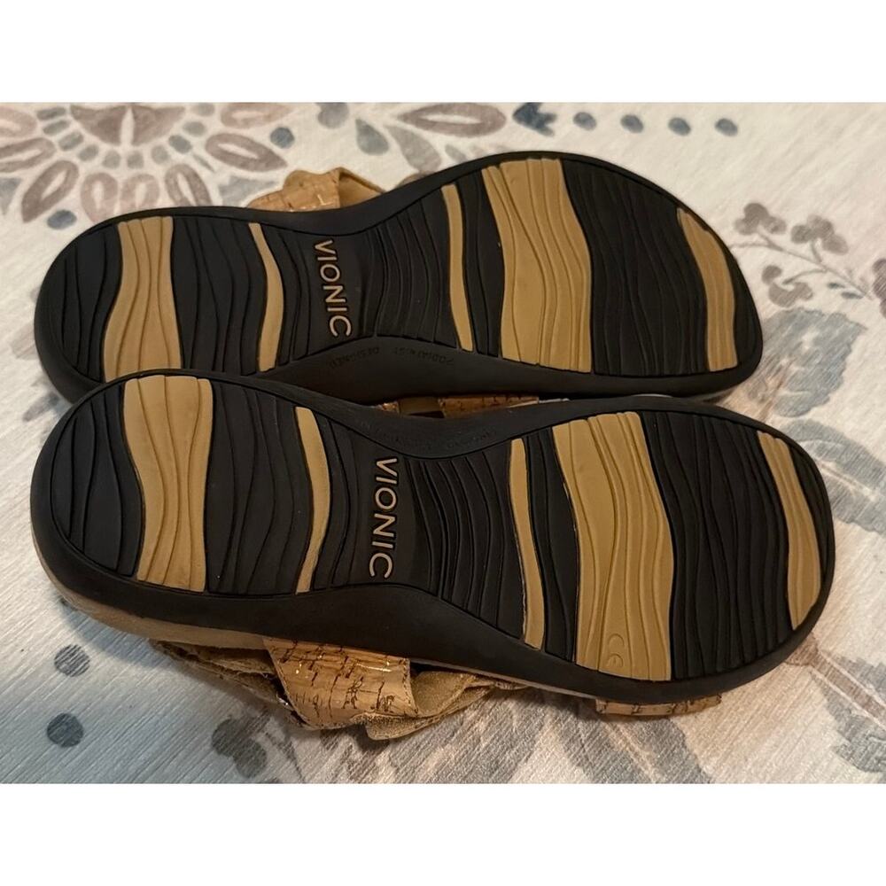 Vionic 342 Paros Gold Cork Adjustable Strapy Sandals Orthotic Comfort Women SZ 7 - Picture 5 of 6